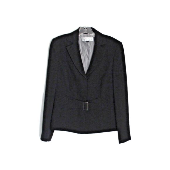 Tahari Arthus S Levine Blazer Jacket Black Belted Hidden Snap Close Size 8 - Picture 1 of 5